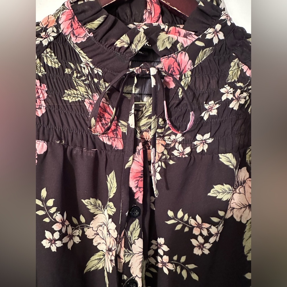 YUMI KIM Anthro ASTORIA XLP Petite Feminine Romantic Dress Floral Smocked Black - Picture 6 of 16